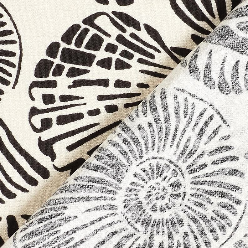 <h2>Tissu viscose Air Flow Coquillages, blanc cass&eacute;/noir &ndash; tiss&eacute; et imprim&eacute; num&eacute;riquement</h2>,  image number 4