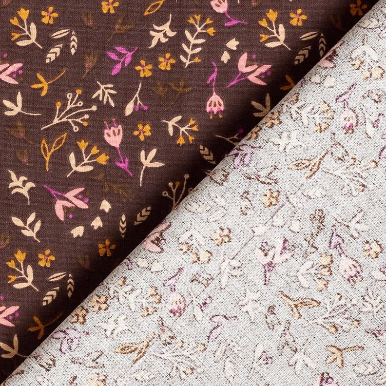 Tissu en coton Cretonne Petites branches – marron foncé/raisin, image number 4