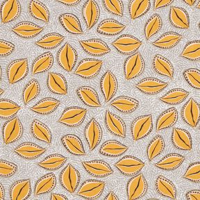Tissu en coton Cretonne Feuilles artistiques – jaune curry, 