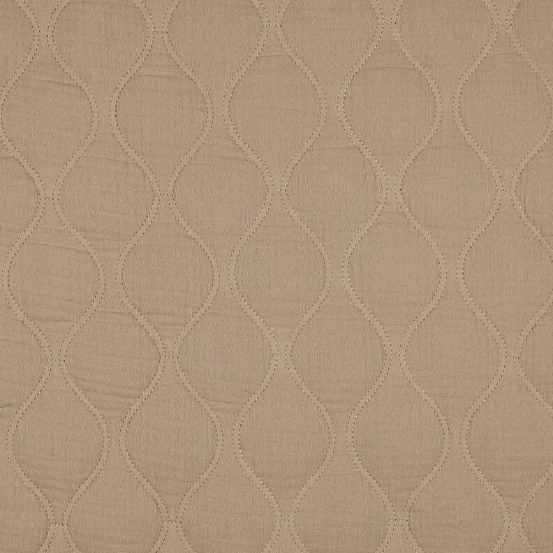 Tissu matelassé Tissu gaze de coton Vagues – beige foncé,  image number 1