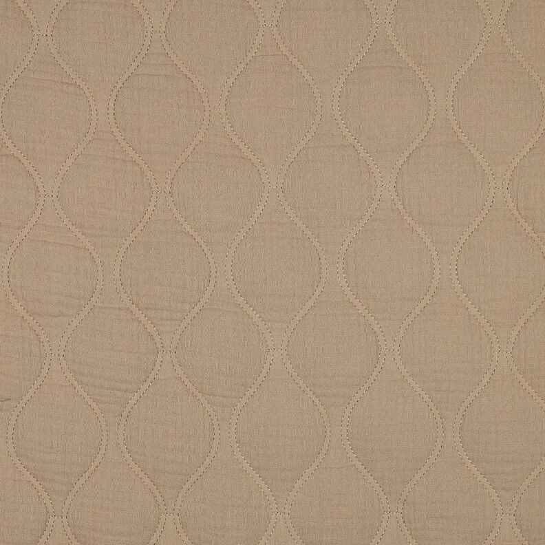 Tissu matelassé Tissu gaze de coton Vagues – beige foncé, image number 1