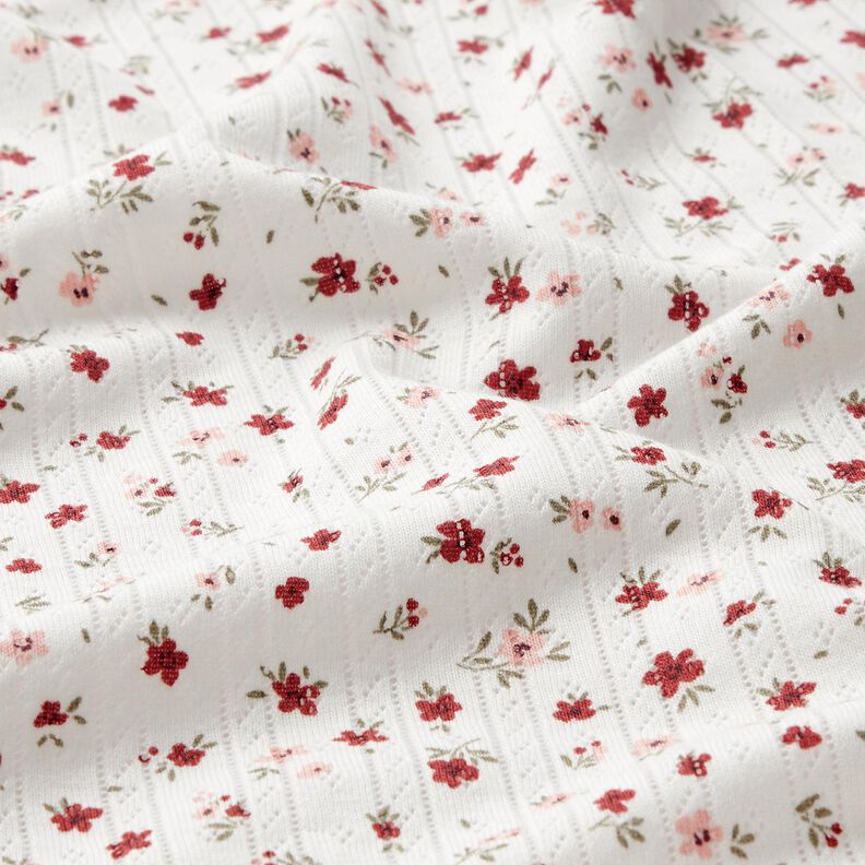 Ajour Jersey coton Petites fleurs – ivoire, image number 2