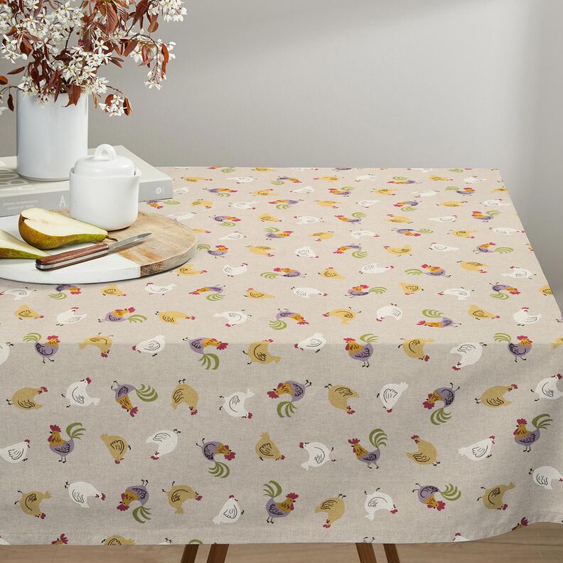 Tissu de décoration Semi-panama Petites poules – nature/blanc,  image number 8
