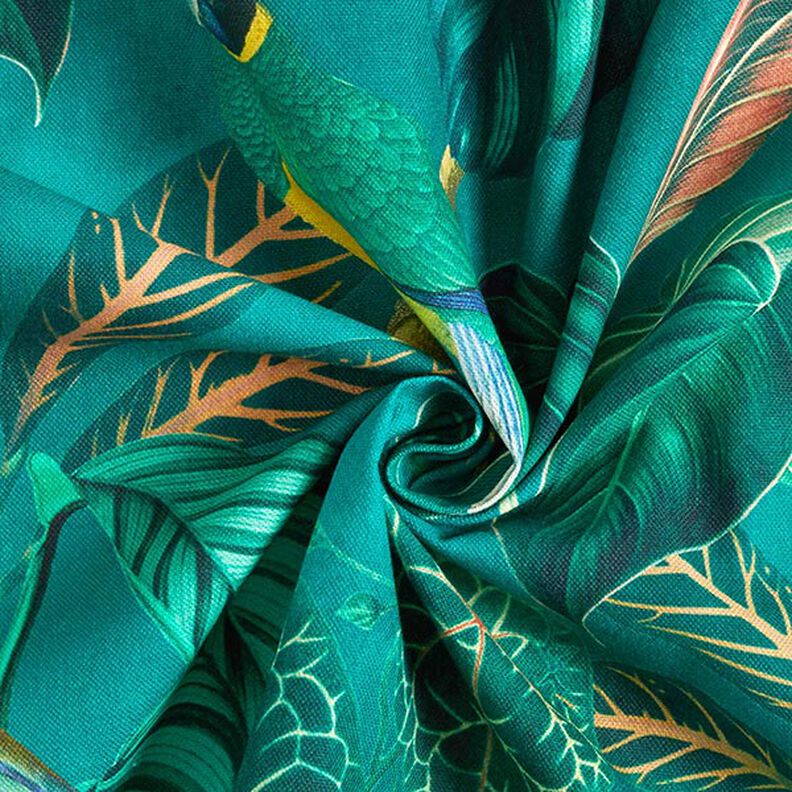 Tissu décoratif Toile Oiseaux du paradis – vert foncé,  image number 3