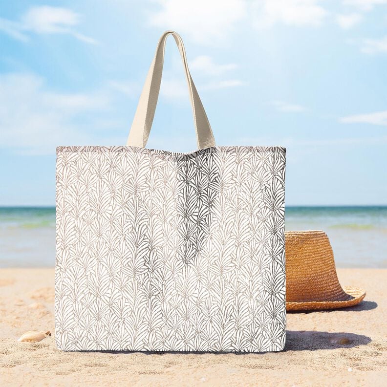 Coton enduit feuilles de palmier abstraites &ndash; taupe/ivoire,  image number 5