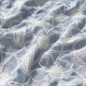 <h2>Tissu en Coton Broderie Florale &ndash; Batiste Bleu Jean Clair, Brod&eacute;</h2>, 