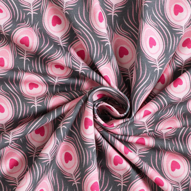 Jersey coton Pavo | Stoff&Liebe – gris schiste/rose intense,  image number 3
