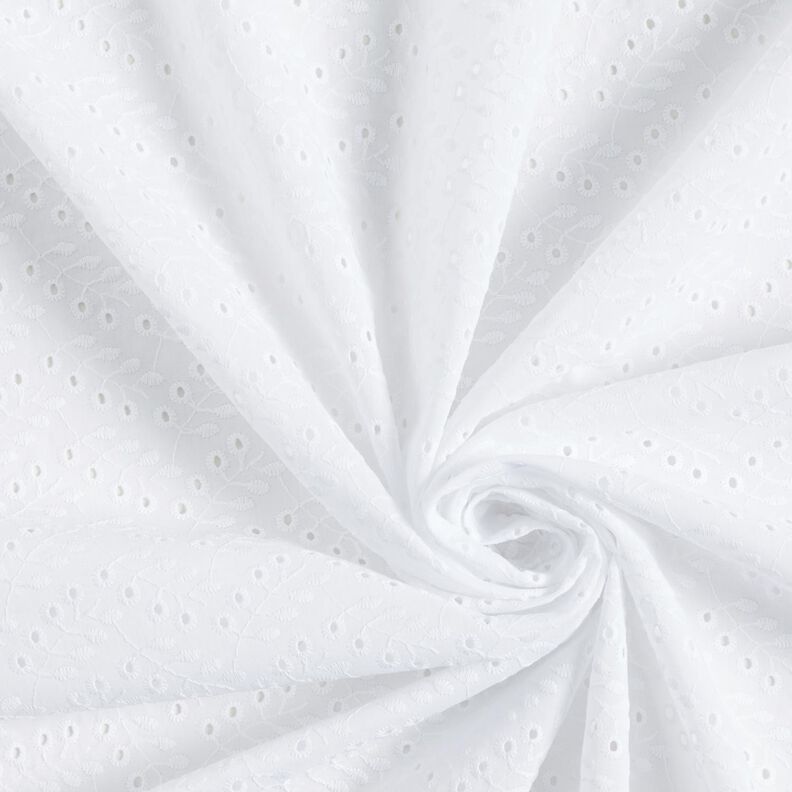 Batiste Dentelle brodée Vrilles de feuilles – blanc,  image number 4