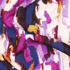 Tissu viscose Impression numérique coups de pinceau abstraits – raisin/indigo, 