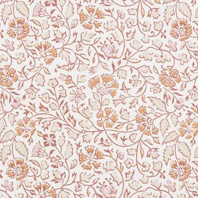 Tissu en coton Cretonne Motif floral délicat – blanc/cannelle, 