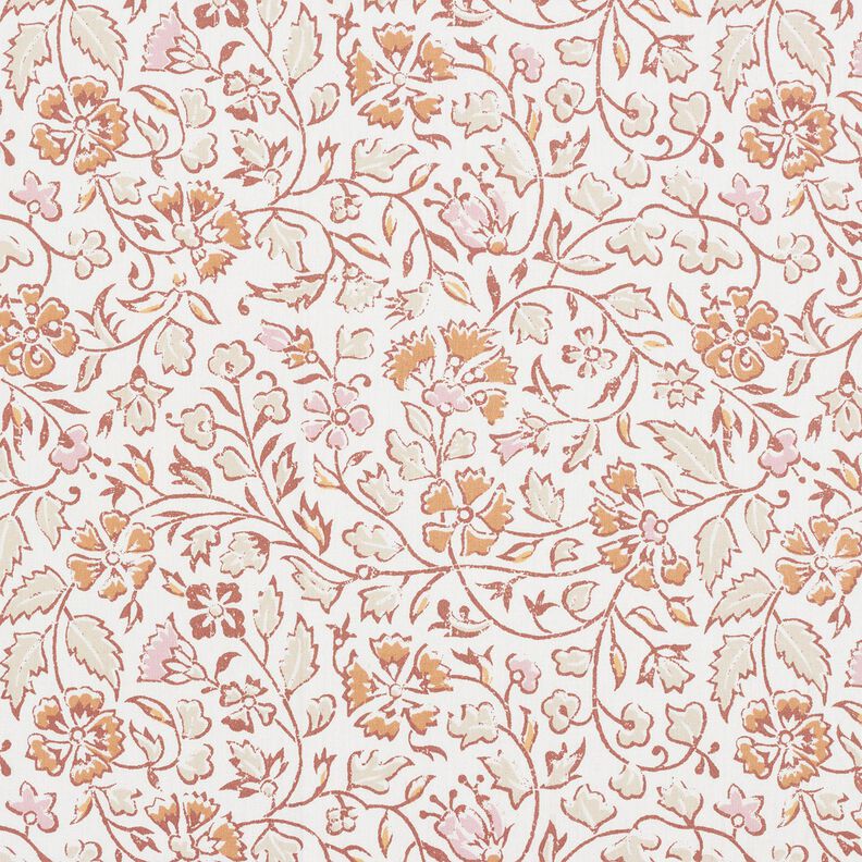 Tissu en coton Cretonne Motif floral délicat – blanc/cannelle, image number 1