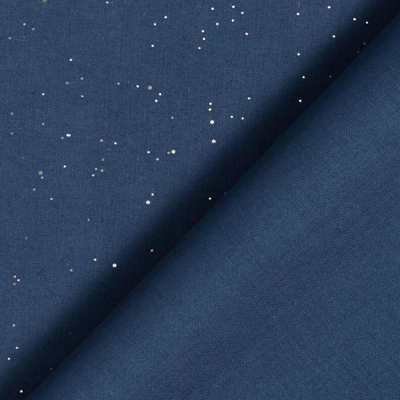 Tissu en coton Popeline Imprimé feuille Taches argentées – bleu nuit/argent métallisé, image number 4