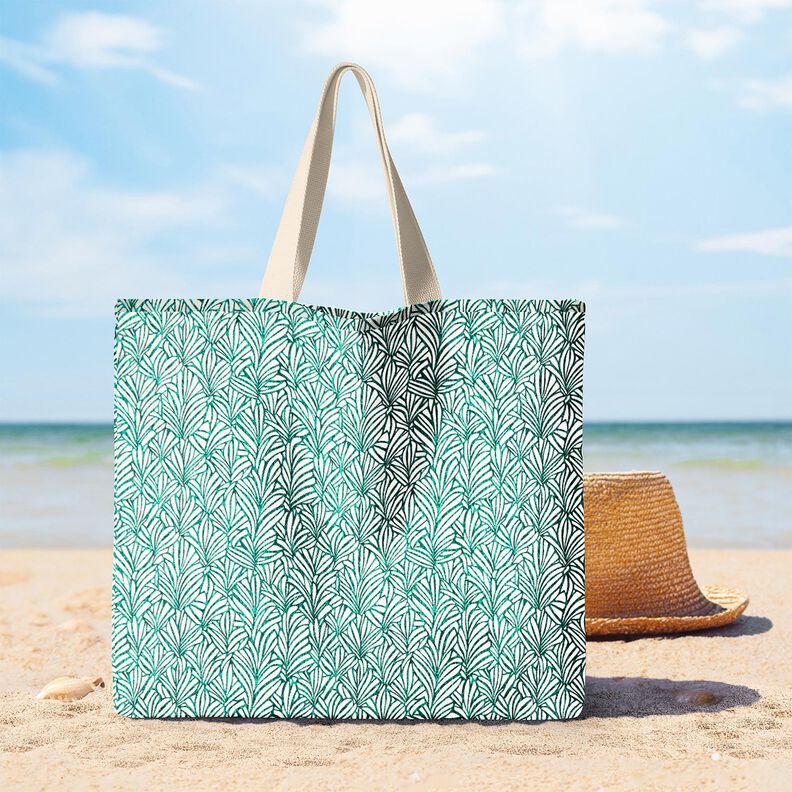 Coton enduit feuilles de palmier abstraites &ndash; menthe poivr&eacute;e/ivoire,  image number 5