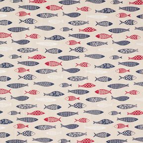 Tissu de décoration Semi-panama Banc de poissons abstrait – baies/nature, 