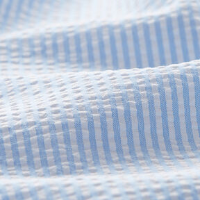 Seersucker Mélange coton à rayures – bleu clair/écru, 