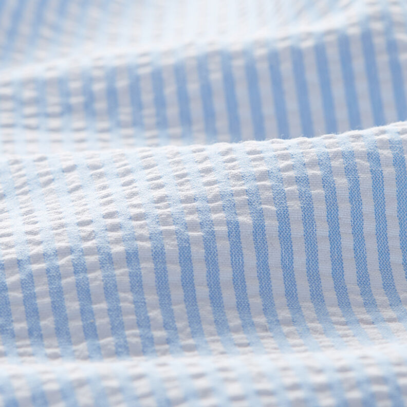 Seersucker Mélange coton à rayures – bleu clair/écru,  image number 2