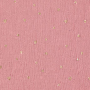 Tissu double gaze de coton Cœurs Imprimé feuille | by Poppy vieux rose foncé/or métallisé, 