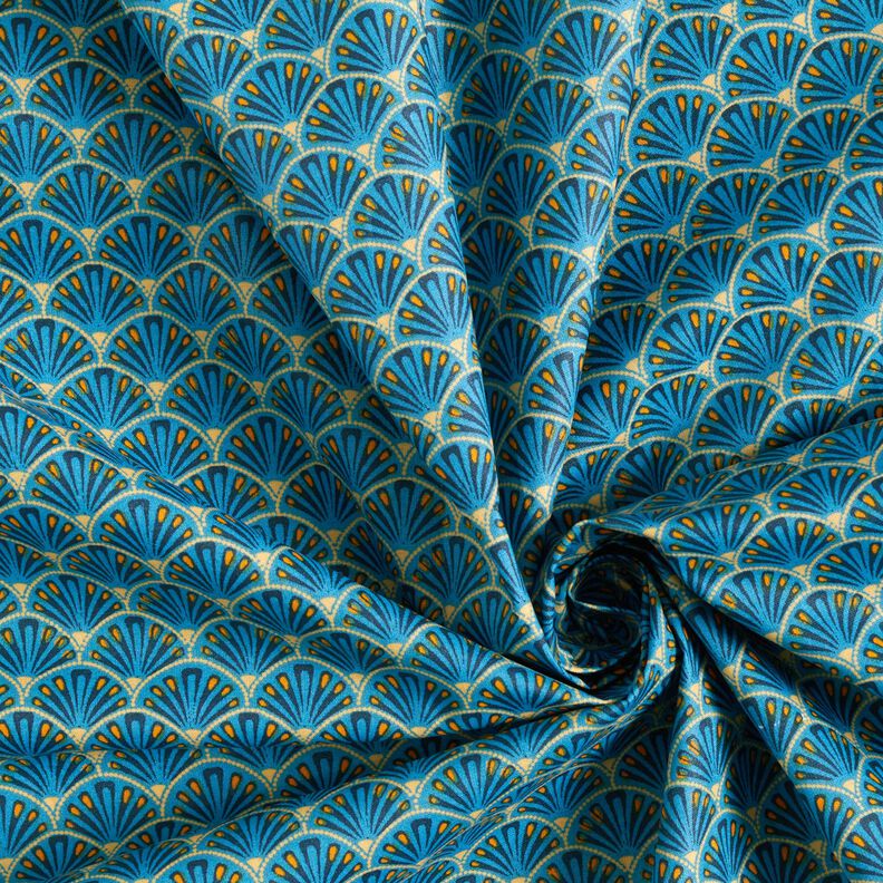 Coton enduit Éventails élégants – bleu,  image number 4