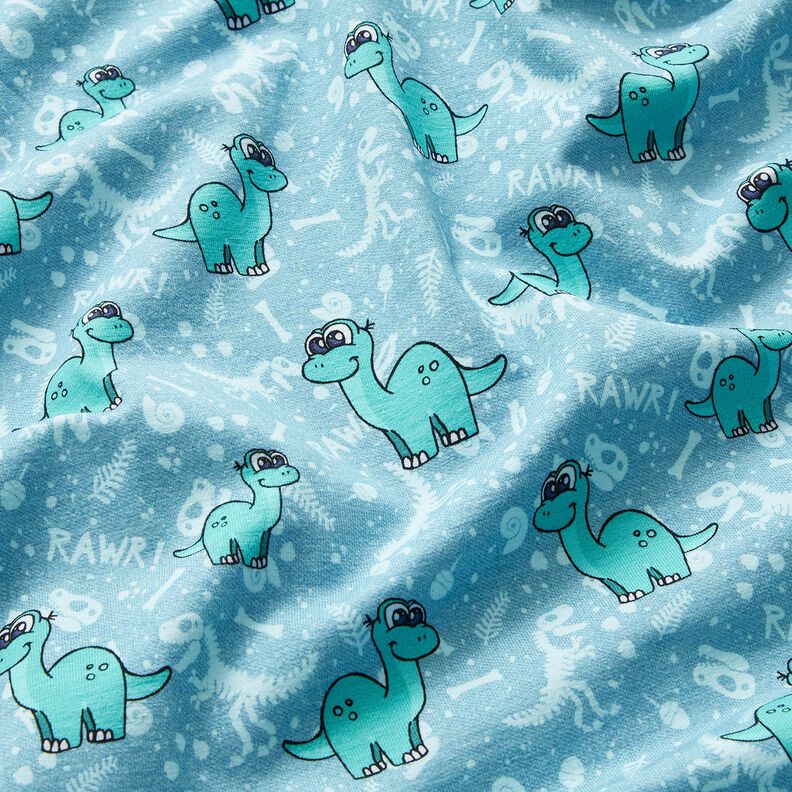 Jersey coton Dinosaures et fossiles | Glitzerpüppi – bleu clair/menthe poivrée,  image number 2