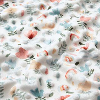 Polaire douillet Points et fleurs en relief – blanc, 