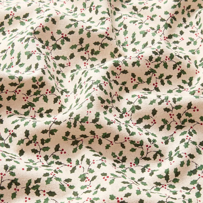 Tissu de décoration Canvas Mini houx – nature/vert sapin, image number 2