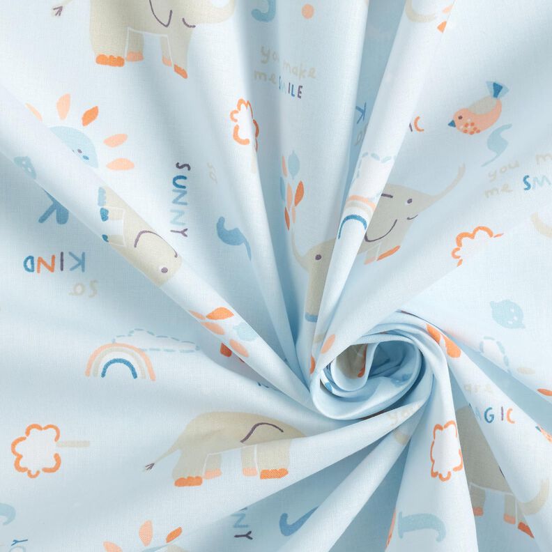Tissu en coton Éléphant projetant de l’eau – bleu argenté,  image number 3
