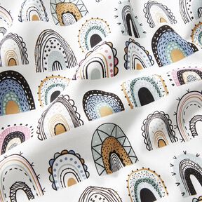 Popeline coton arcs-en-ciel ondulés – blanc, 