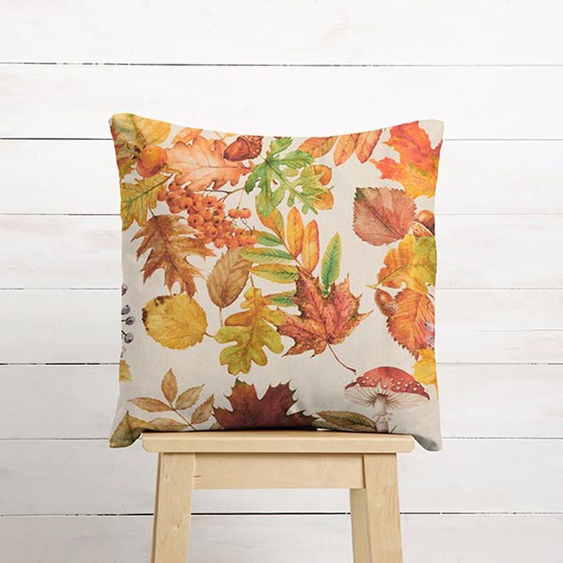 Tissu de décoration Semi-panama feuilles d'automne recyclé – nature, image number 8