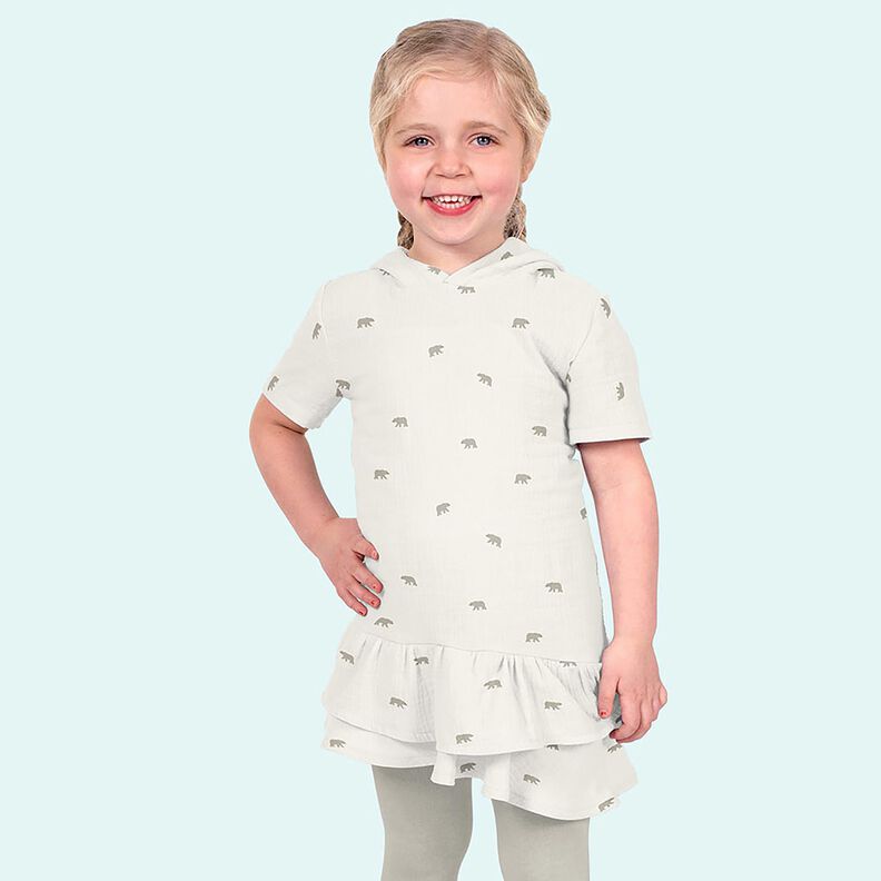 Tissu double gaze de coton ours blanc – blanc, image number 6