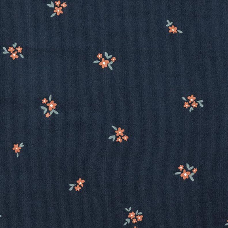 Velours milleraies Petites fleurs dispersées | by Poppy – bleu marine,  image number 1