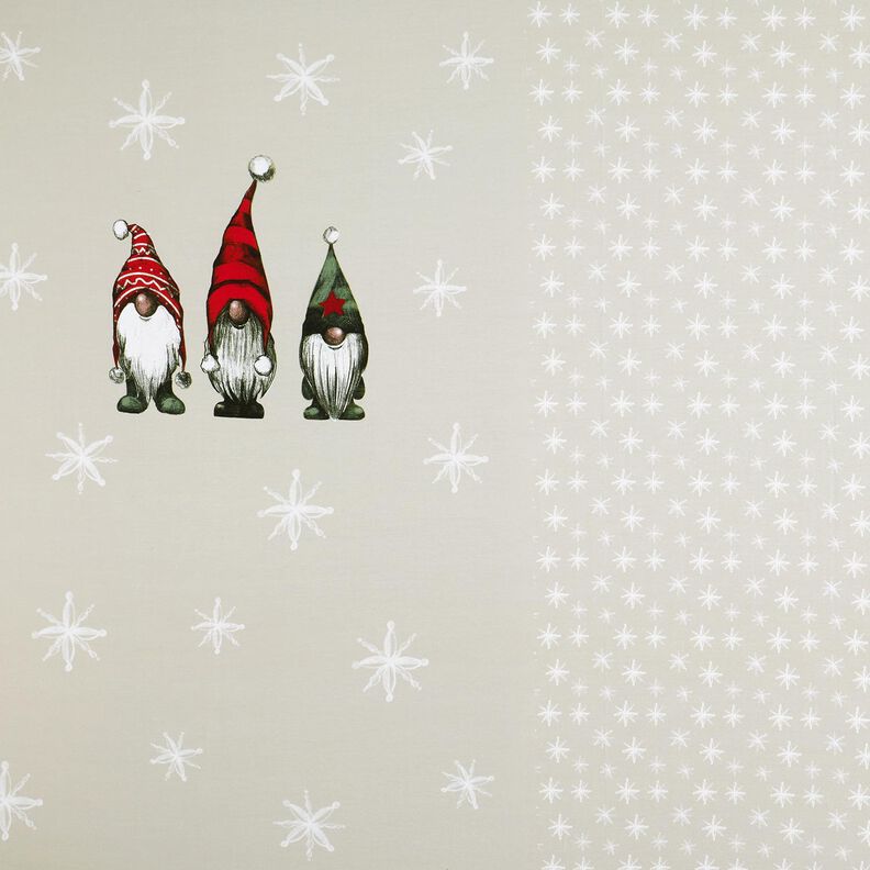 French Terry Sweat d’été Panel Trois lutins de Noël – beige,  image number 1