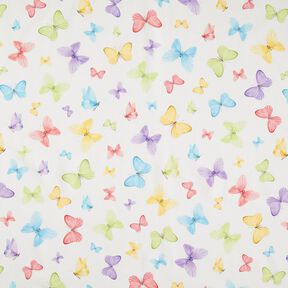 Tissu de décoration Semi-panama Papillons délicats – blanc/vert pastel, 
