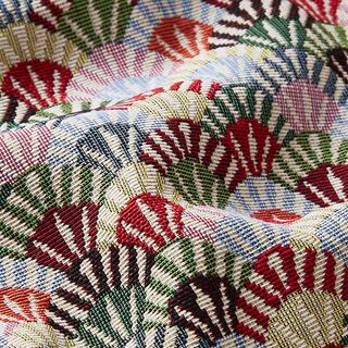 Tissu de décoration Gobelin Petits éventails – beige clair/vert, 