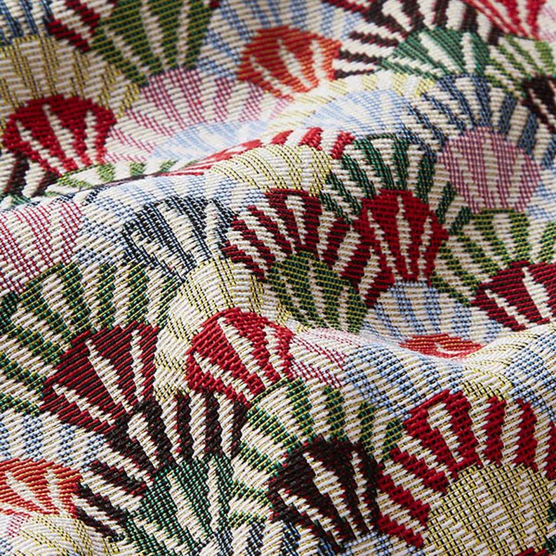 Tissu de décoration Gobelin Petits éventails – beige clair/vert, image number 2