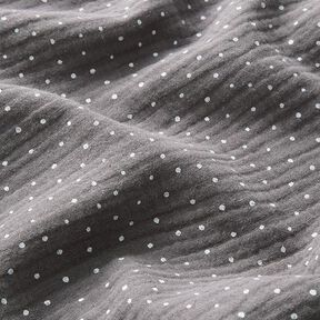 Tissu double gaze de coton Petits points – gris schiste/blanc, 