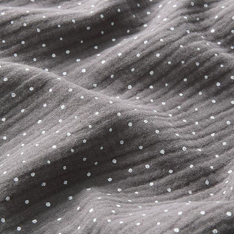 Tissu double gaze de coton Petits points – gris schiste/blanc,  image number 2