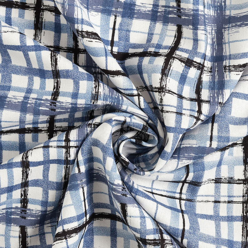 Lin-viscose mélangés à carreaux abstraits – blanc/bleu acier, image number 4