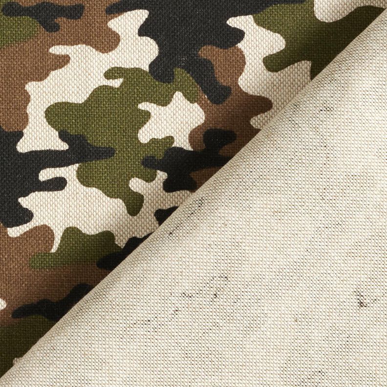 Tissu de décoration Semi-panama Camouflage – nature/olive foncé,  image number 4
