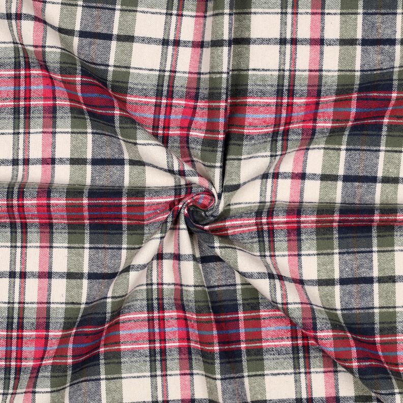 Flanelle coton Karo | Poppy Fabrics – olive/rouge, image number 3
