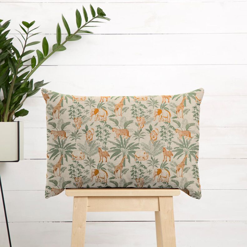 Tissu de décoration Semi-panama Animaux de la jungle – nature/caramel, image number 6