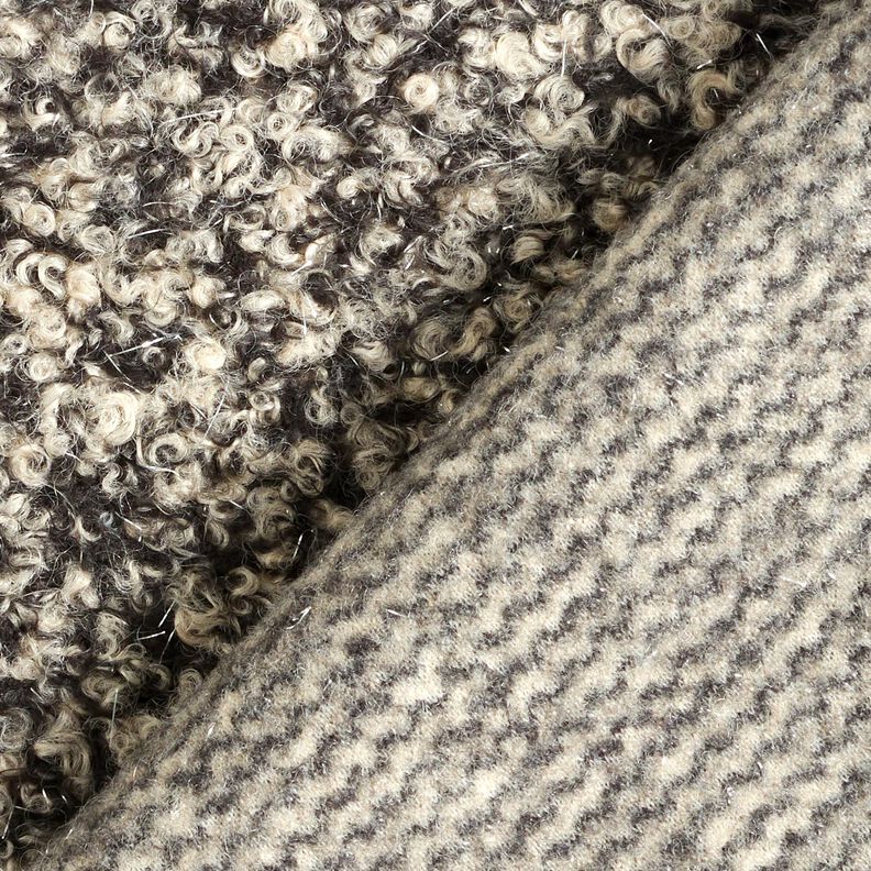 Tricot Bouclé Mélange de fils pailletés – noix de cajou/noir, image number 4