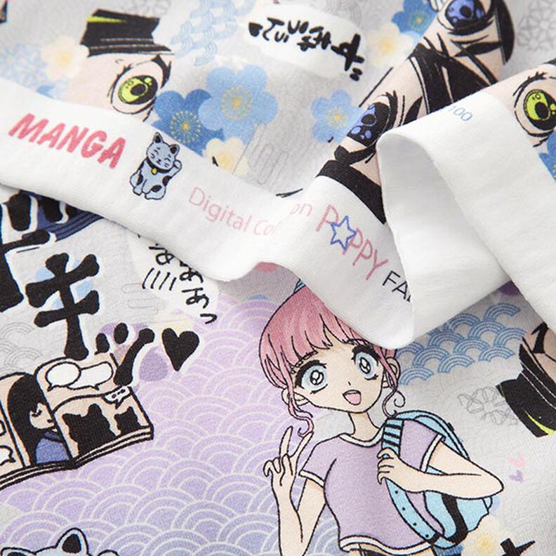 Jersey coton Univers des mangas Impression numérique – argent, image number 3