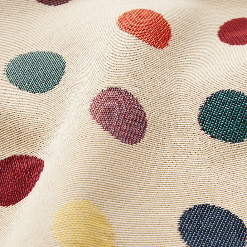 Tissu de décoration Gobelin Pois de confettis – beige clair/rouge,  image number 2