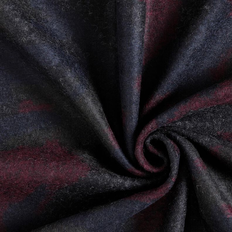 Tissu pour manteau Mélange de laine Camouflage – noir/merlot,  image number 3