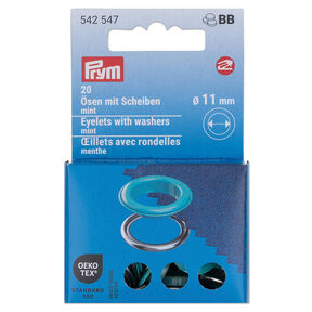 Œillets avec rondelles [20 unités | Ø 11 mm] | Prym – menthe/argent métallisé, 