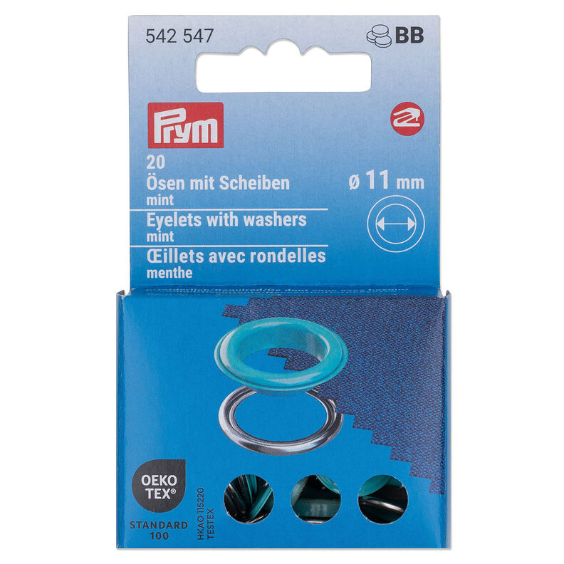 Œillets avec rondelles [20 unités | Ø 11 mm] | Prym – menthe/argent métallisé,  image number 1