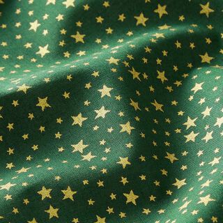 Tissu en coton Cretonne Ciel étoilé de Noël petit – vert foncé/or | Reste 60cm, 
