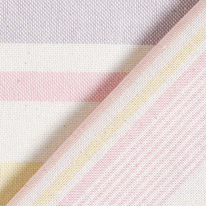 Tissu de décoration Semi-panama Mélange de rayures multicolores recyclé – lilas pastel,  image number 4