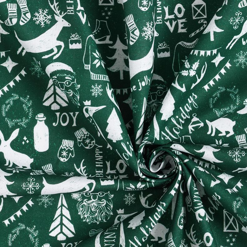 Tissu en coton Cretonne Fête joyeuse – sapin bleu/blanc,  image number 3