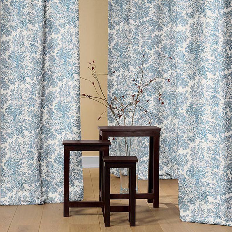 Tissu de décoration Canvas Toile de Jouy 280 cm – bleu,  image number 7